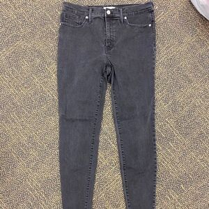 Madewell 9”‎ high rise skinny black denim stretch cropped jeans
